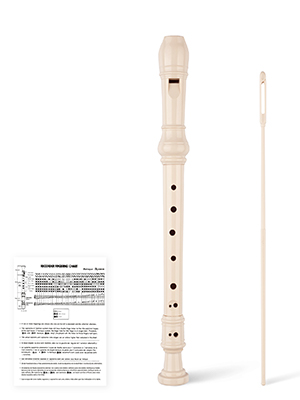 Recorder Instrument Baroque Style C Key 3 Piece ABS with Cleaning Rod, Fingering Chart, Packing Bag