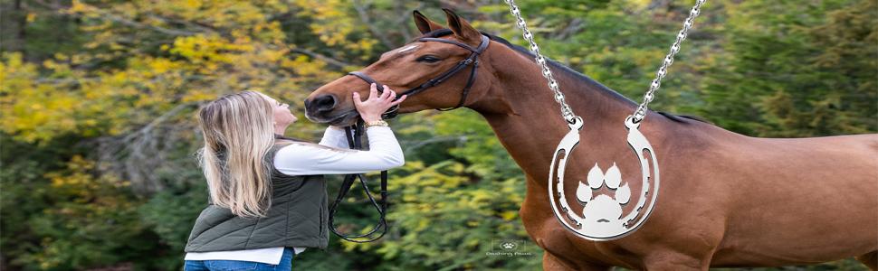 Paw Horseshoe Pendent Necklace Dog Paw Good Luck Charm