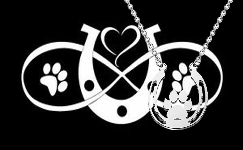 Paw Horseshoe Pendent Necklace Dog Paw Good Luck Charm