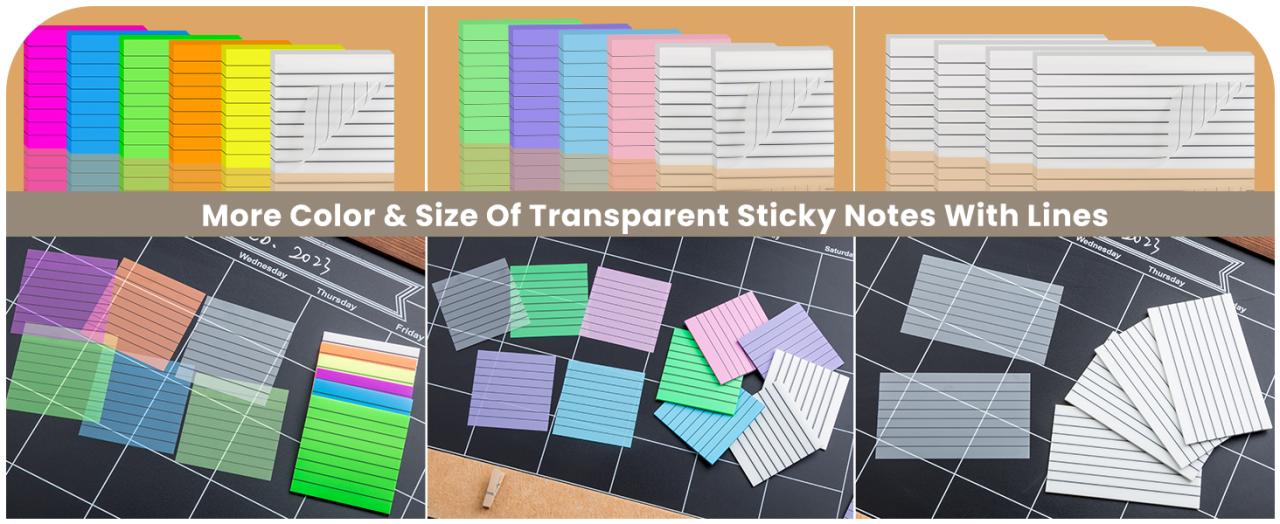  SYMDROMIA Lined Transparent Translucent Clear See Through Post Sticky Notes  Pop Up More Size