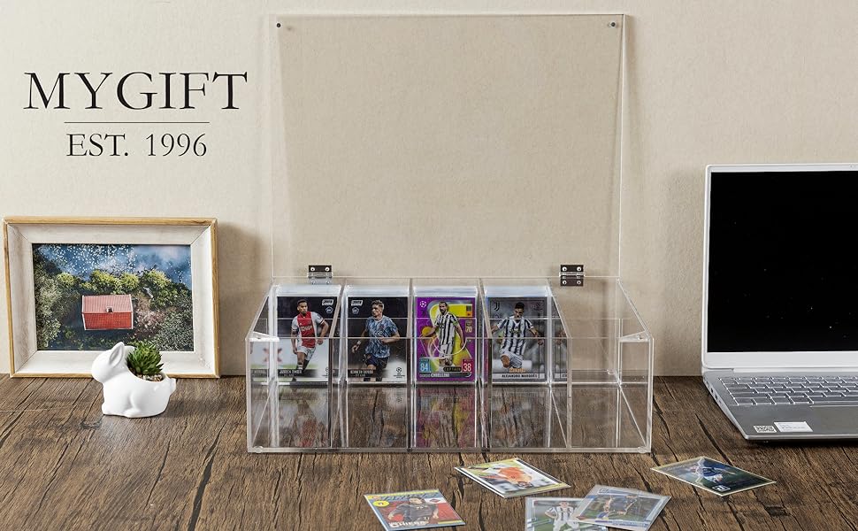 Premium Clear Acrylic Collectors Sports Card Protective Case with Hinged Lid