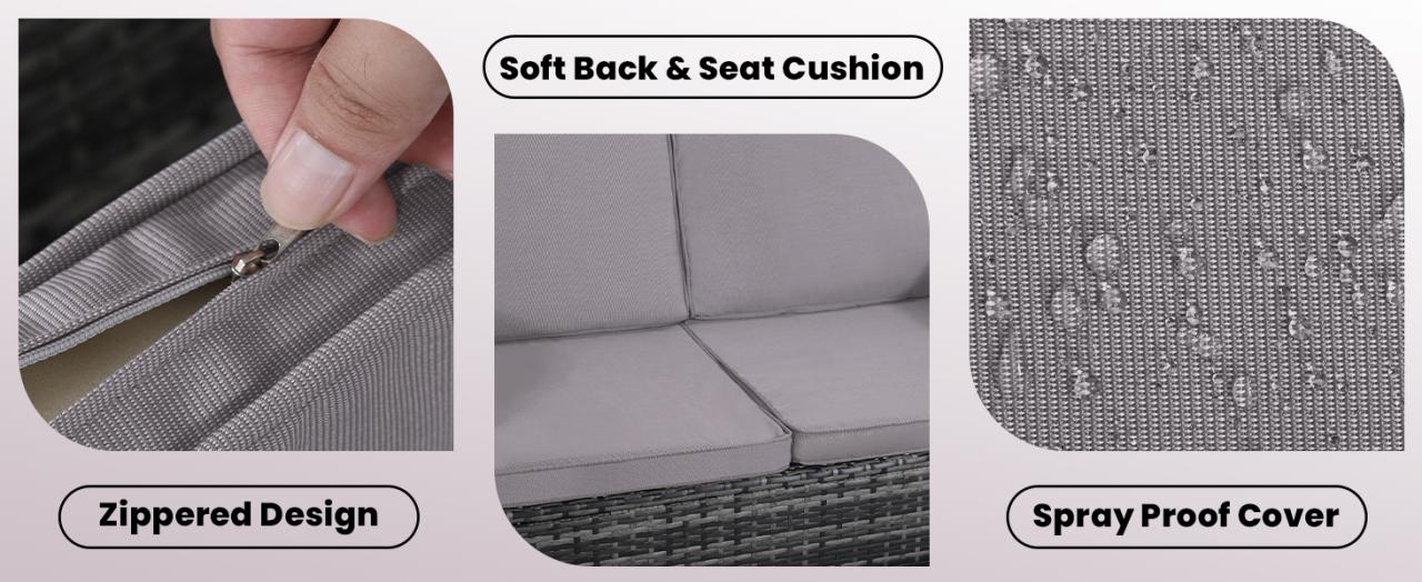 outdoor furniture set patio sectional wicker rattan cushion chair sofa couch table piece table glass