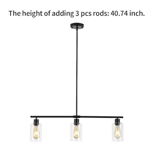 Rectangle Hanging Light,Farmhouse Chandelier with Glass Shades,Black