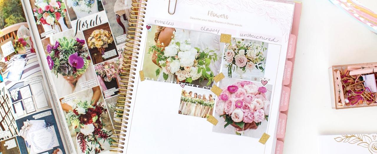 bloom gold floral wedding planner flower vision board