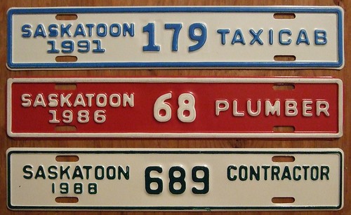 SASKATOON, SASKATCHEWAN  ---TAXICAB, PLUMBER and CONTRACTOR, SUPPLEMENTAL PLATES