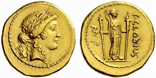 RR3 An Excessively Rare Roman Imperatorial Gold Aureus of P. Clodius M. f Turrinus, One of Two Known